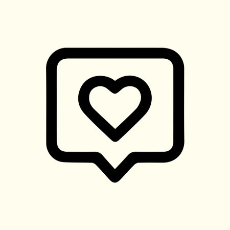 A minimalistic heart icon within a speech bubble. Symbolizes love communication and feedback with...