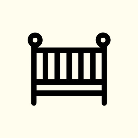 Simple and sweet line art illustration of a baby crib a charming addition to any nursery or baby themed project with minimalist design.のイラスト素材
