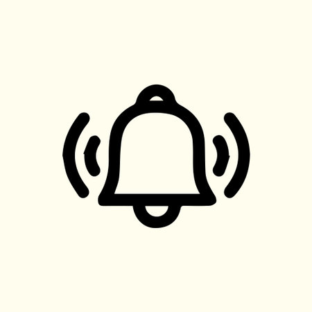 A simple black outline icon of a ringing bell, signifying alerts, notifications, and reminders....