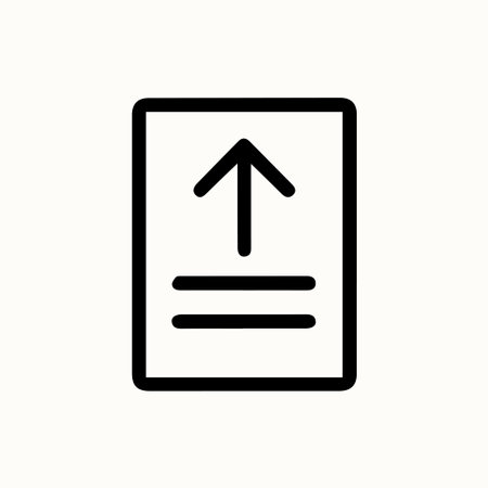A minimalist upload icon, essential for representing file transfer and data uploading in digital platforms and user interfaces.のイラスト素材