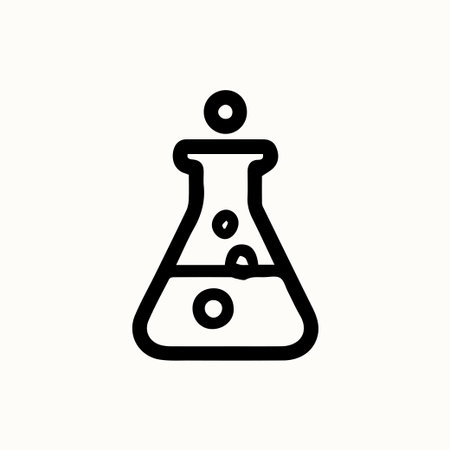 Iconic illustration of a lab flask for science projects, education, and chemical experiments. Depicting research and innovation.のイラスト素材