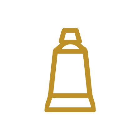 A sleek minimalist golden line icon depicting a versatile squeeze tube perfect for design projects related to beauty art medical or industrial products.のイラスト素材