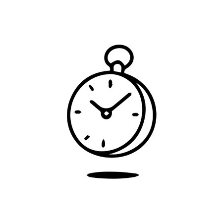 A simple sketch of a pocket watch shows timeless design and classic appeal. Perfect for illustrating concepts related to time and vintage style.のイラスト素材