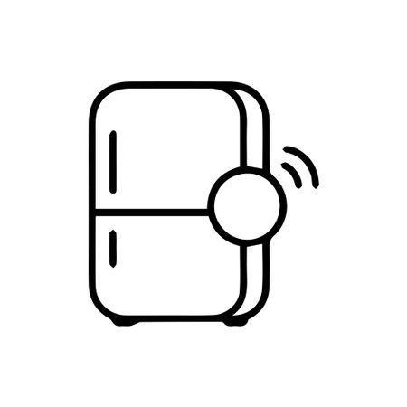 Outline icon of a smart refrigerator alerting to a door left open Ideal for apps websites or educational materialsのイラスト素材
