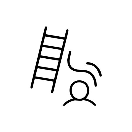 A simple drawing depicts a fall from a ladder highlighting safety risks and potential injuries accident prevention and awareness themesのイラスト素材
