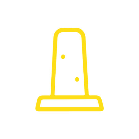 A clean yellow outline icon depicting a stylized door with two circular details on a white background. Ideal for digital media and simple branding.のイラスト素材