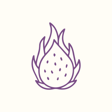 A simple yet vibrant purple line art illustration of a dragon fruit also known as pitaya perfect for healthy eating designs and tropical themesのイラスト素材