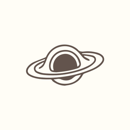 Simple dark grey outline icon of a ringed planet on a light background perfect for astronomy education space exploration or sci fi design projectsのイラスト素材
