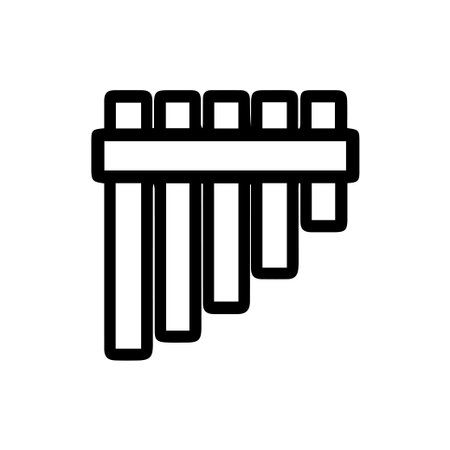A minimalist black outline icon of a pan flute musical instrument showcasing its unique design perfect for music related themes and applications.のイラスト素材