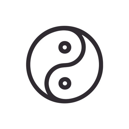A simple yet powerful black and white yin yang symbol embodying balance duality and interconnectedness perfect for spiritual and philosophical themes.のイラスト素材