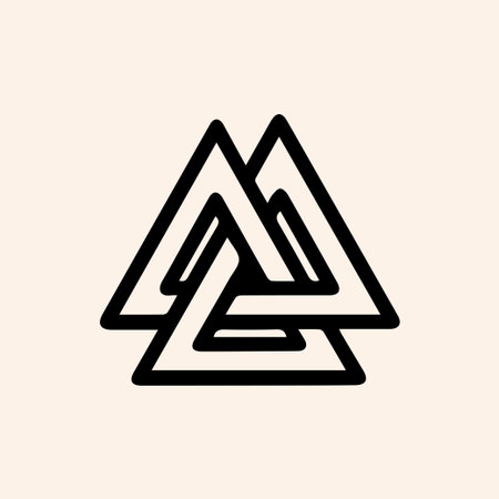 A clean and simple black line art of the Valknut symbol. This ancient Norse emblem known as Odin's...