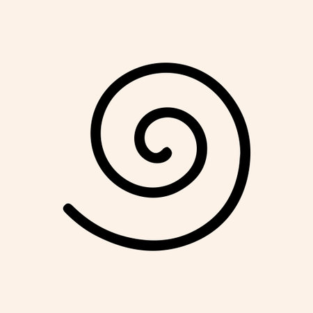 A minimalist illustration of a single black spiral on a light beige background. This clean and...