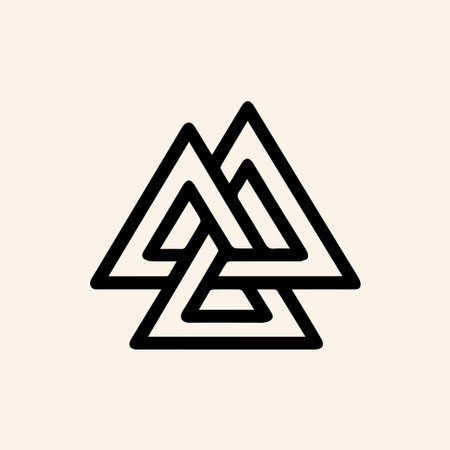 A modern vector graphic of the Valknut, or Odin's Knot. This Norse symbol of three interlocking...