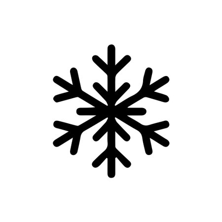 Minimalist black snowflake silhouette vector. An isolated graphic element representing snow, cold, winter, frost, and the Christmas season.のイラスト素材