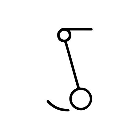 A simple black and white line icon representing a hook switch, a component used in electrical schematics and electronic circuit diagrams. Vector graphic.のイラスト素材