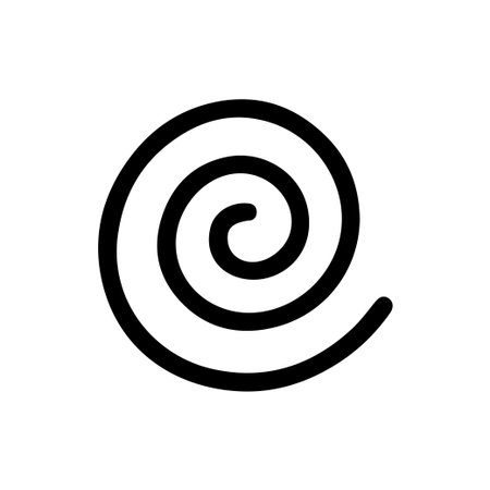 A simple black spiral icon with a thick, rounded line on a white background. This minimalist vector graphic is ideal for various design projects.のイラスト素材