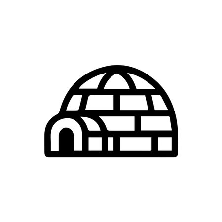 Clean and modern black outline icon of an igloo. A versatile graphic representing a snow house shelter for winter cold and Arctic concepts.のイラスト素材