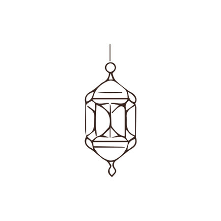 A simple yet elegant line drawing of an Islamic lantern. This minimalist vector icon is perfect for Ramadan, Eid, and other cultural celebrations.のイラスト素材