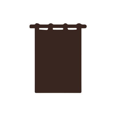 A simple flat vector icon of a dark brown tab top curtain on a rod. Ideal for web design, home decor themes, and interior design applications.のイラスト素材