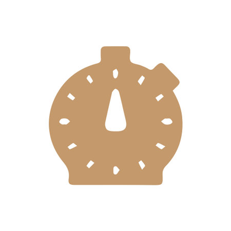 A simple flat design stopwatch icon in a light brown color. This minimalist vector graphic is ideal...