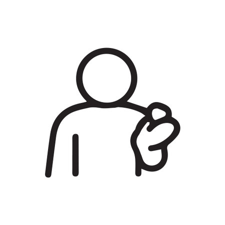 A black and white line art icon of a person pointing a finger forward. This minimalist vector represents choosing, selecting, or addressing you directly.のイラスト素材