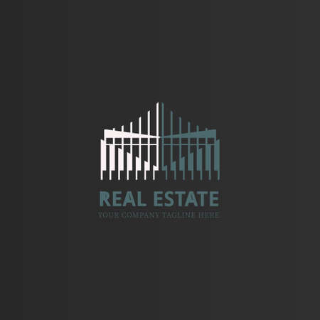 Luxury concept for architecture corporate business or urban city skyline Real Estate. Linear creative monochrome monogram outline symbolのイラスト素材