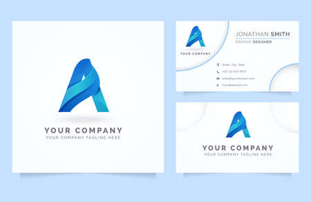 Creative Letter A gradient design vector with business card templateのイラスト素材