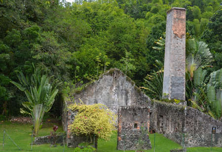 Trois Ilets, Martinique - Sept 20, 2018: Ruins of sugar mill and old rum factory. Empress Josephine's Birthplace. La Pagerie museumのeditorial素材