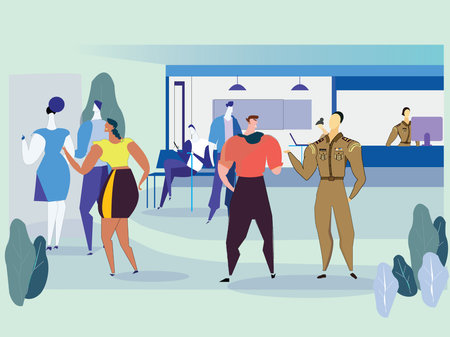 police station graphic design characterのイラスト素材