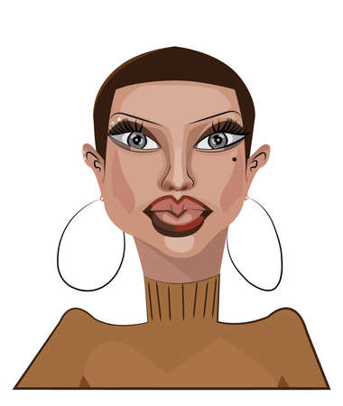 African American cartoon character design drawing in digital fileのイラスト素材