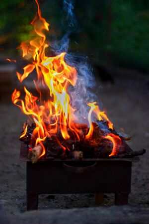 fire burning on barbecueの写真素材