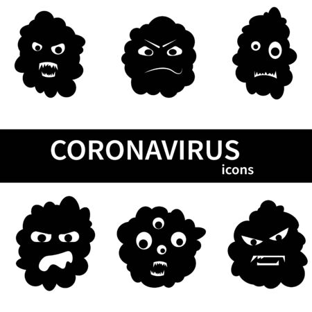 COVID-19. Virus image collection. Coronavirus Cell in China, Wuhan. Vector Illustrationのイラスト素材