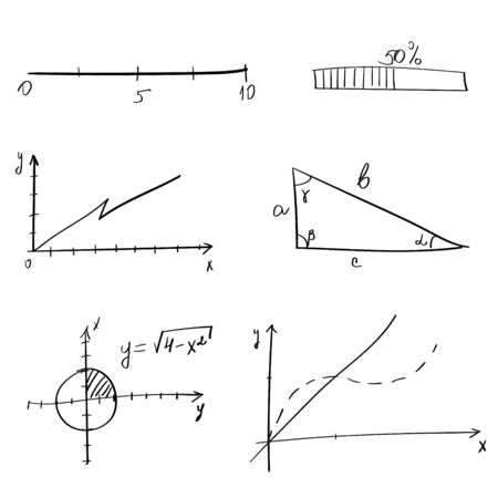 Trigonometric background. Schemes, graphs, functions. Percents, fractions, vector Education getting classes school program Higher mathematicsのイラスト素材