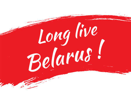 Long live Belarus on the background of the Republic of Belarus flag, white-red-white country national symbol. Banner, slogan of August 2020. Vector illustrationのイラスト素材