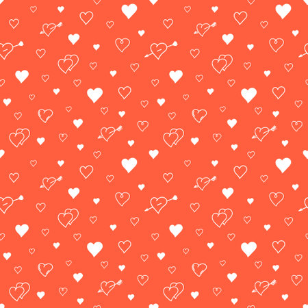 Seamless pattern with hearts. Endless romantic background for Valentine's Day. Symbols of love, relationships and romance for the holiday on February 14. Isolated. Vector illustrationのイラスト素材