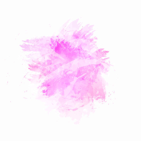 Abstract stain, imitation of hand-painted brush strokes with splashes and drops.Design in red and pink colors.Drawing lines, stripes, chaotic spots.Isolated.Vector illustration.のイラスト素材