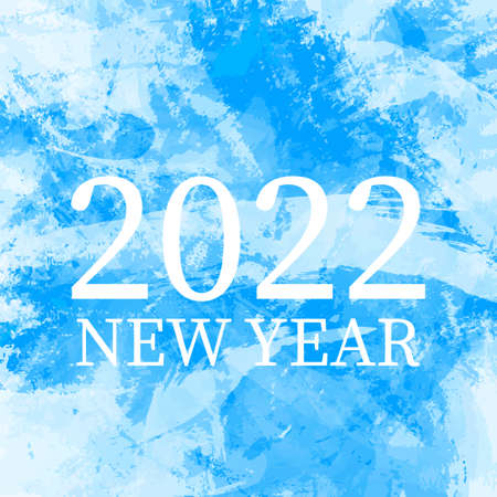 Banner for 2022 on aquarelle vector background. Frosty icy background.Bright blue backdrop, imitation of watercolor painting.Text can be changed.Isolated on different layersのイラスト素材