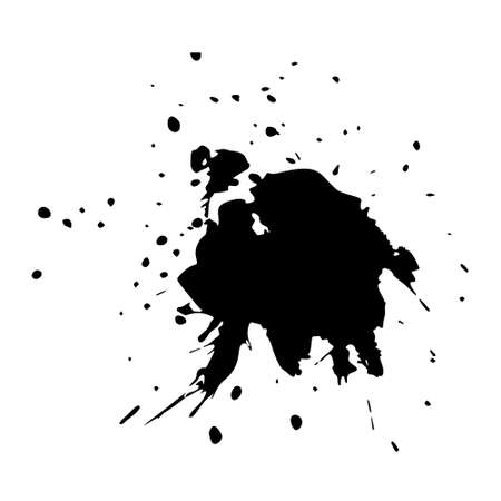 Grunge ink blot with streaks, splashes, spots, dots, streaks.Abstract spot.Splatters of paint, watercolor for Rorschach Test.Use for the design of postcards, banners, posters.Isolated.Vector illustrationのイラスト素材