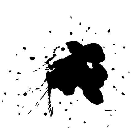 Grunge ink blot with streaks, splashes, spots, dots, streaks.Abstract spot.Splatters of paint, watercolor for Rorschach Test.Use for the design of postcards, banners, posters.Isolated.Vector illustrationのイラスト素材