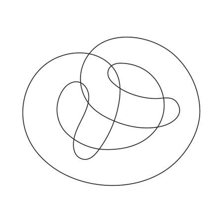 Pretzel one line art, hand drawn continuous contour.Delicious appetizing pastries.Decoration, emblem for bakery and food store.Minimalist design.Editable stroke.Isolated.Vector illustrationのイラスト素材