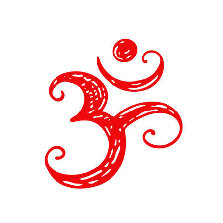 Om Aum,symbol of Hinduism.Calligraphy,simple icon,logo of sacred sound,primordial mantra word of power,pictogram.Calligraphy.Hand-drawn sign of yoga,meditationsacrednessspiritualityのイラスト素材