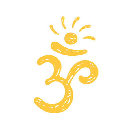 Om Aum,symbol of Hinduism.Calligraphy,simple icon,logo of sacred sound,primordial mantra word of...