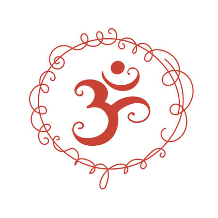 Om Aum,symbol of Hinduism.Calligraphy,simple icon, of sacred sound,primordial mantra word of power,pictogram.Calligraphy.Hand-drawn sign of yoga,meditationsacrednessspiritualityのイラスト素材