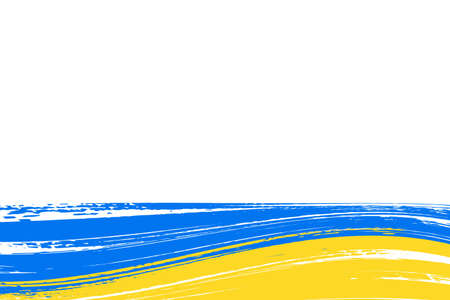 Ukraine flag background. National blue-yellow symbol of independence, backdrop. Brush painted grunge wallpaper. Hidden under clipping mask.のイラスト素材