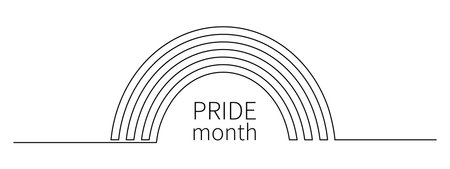LGBT flag rainbow one line art,hand drawn pride month decoration continuous contour.People's rights movement,diversity love time,outline design.Editable stroke.Isolated. vectorのイラスト素材