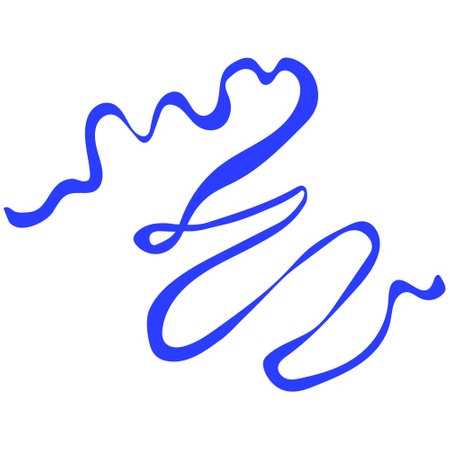 Line wave shape. Abstract trendy modern naive stroke, simple aesthetic element. Contemporary blue boho curve decor.Isolated.Vectorのイラスト素材