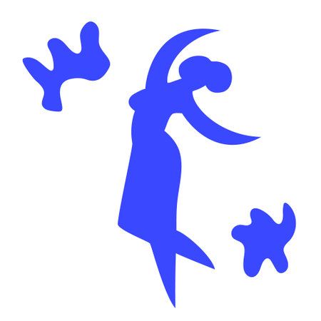 Dancing woman.Contemporary silhouette organic shape,hand drawn blue female.Flat human figure, body moving.Fashion modern trendy poster.Isolated. Vectorのイラスト素材