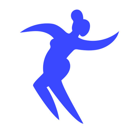 Dancing woman.Contemporary silhouette organic shape,hand drawn blue female.Flat human figure, body moving.Fashion modern trendy poster.Isolated. Vectorのイラスト素材