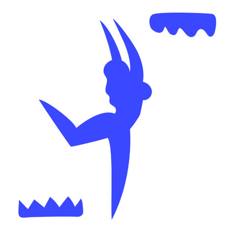 Dancing woman.Contemporary silhouette organic shape,hand drawn blue female.Flat human figure, body moving.Fashion modern trendy poster.Isolated. Vectorのイラスト素材