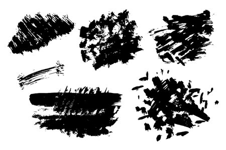Grunge textures, brushstrokes with streaks, splashes, spots, dots, streaks. Abstract messy spots splatters of paint, watercolor overlay substrate design. Isolated.Vectorのイラスト素材